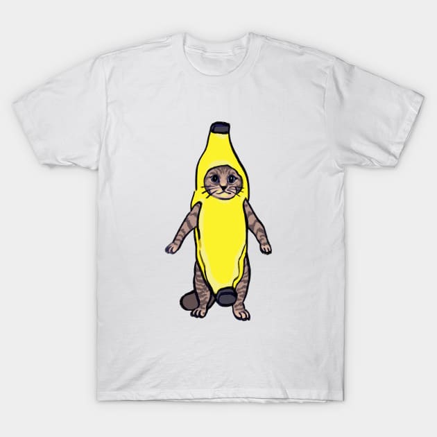 Mudwizard draws the cat in funny yellow banana costume / banana cat meme T-Shirt by mudwizard